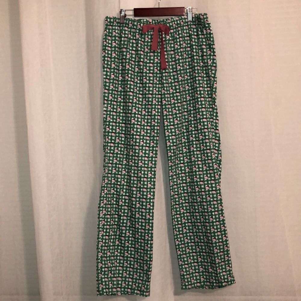 Vineyard Vines XS Green Red White Pink Whales Christmas Hats Drawstring PJ Pants